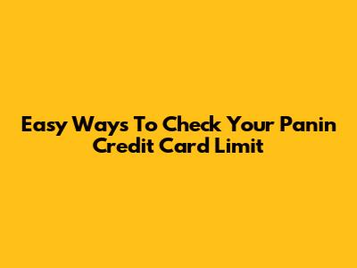 Easy Ways To Check Your Panin Credit Card Limit